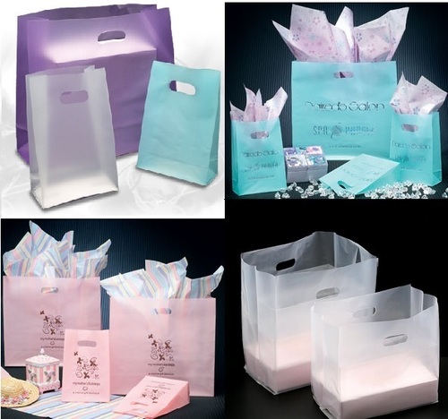 Frosted High Density Shopping Bags With D-Cut Handles