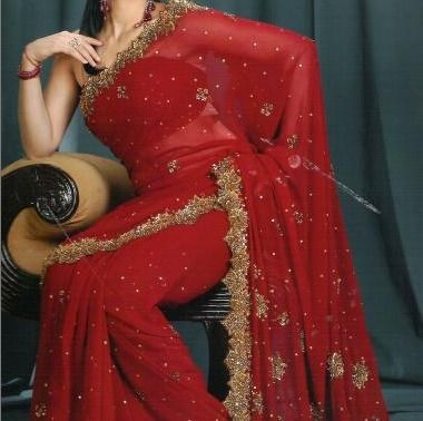 Winter Ladies Beautiful Red Saree