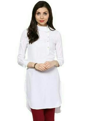 Ladies Designer White Collared Kurti