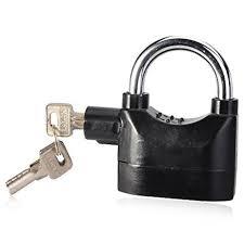 Padlock Electronic Alarm Lock For Door Bicycle And Motorbike - Metal, 9.8x9x3.5cm, Black | Alarm Lock, Water Resistant, 3 Keys, Long Battery Life