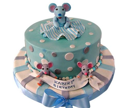 Blue First Birthday Cake