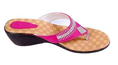 Pink Medium Heel Ladies Slippers