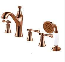 Deck Type 5 Hole Bronze Gold Plated Tub Faucet