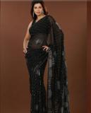 Plain Black Saree For Ladies