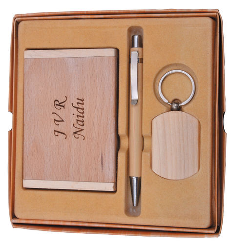 Wooden Pen And Keychain Gift Set