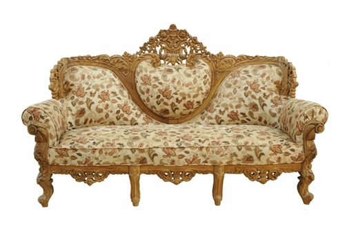 Teak Wood Sofa Set With Carving