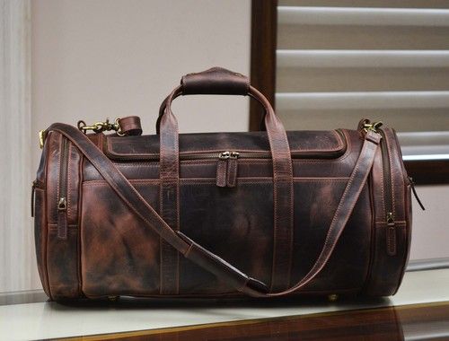 GoldmanII Leather Duffle Bag  Leather Travel Bag  MaheTri
