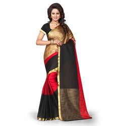 Cotton Black Golden Silk Sarees