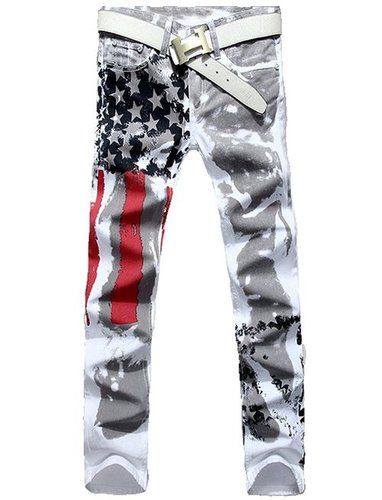 Mens Printed Denim Jeans