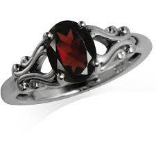 925 Sterling Silver Dark Red Garnet Ring Gender: Women