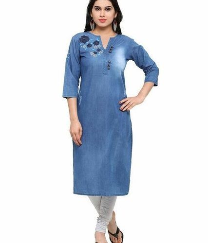 Anti Wrinkle Ladies Fancy Denim Kurtis at Best Price in Mumbai