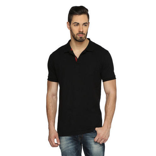 Black Cotton Polo T-shirt