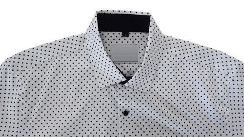 White Stylish Mens Polka Dot Shirt