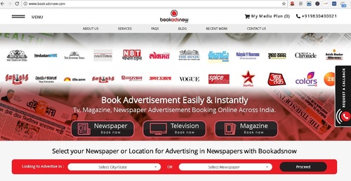 Newspaper Advertisement Service By Bookadsnow