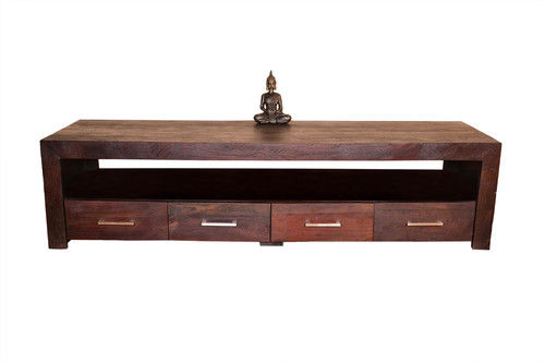 Machine Made Hugehoar Walnut Finish Tv Unit