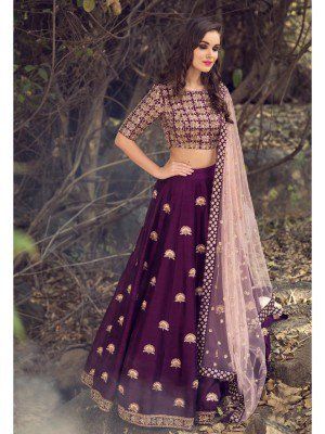 Buy Resham Embroidered Taffeta Rosy Brown Patiala Suit Online - lstv0043 |  Andaaz Fashion