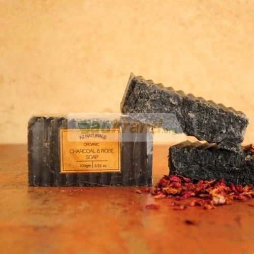 A2 Naturals Charcoal And Rose Exfoliating Premium Soap