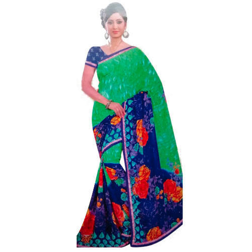 Buy DAPS Printed Daily Wear Georgette Light Blue Sarees Online @ Best Price  In India | Flipkart.com