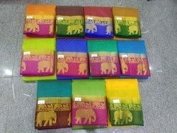 Double Row Elephant Tussar Silk Saree