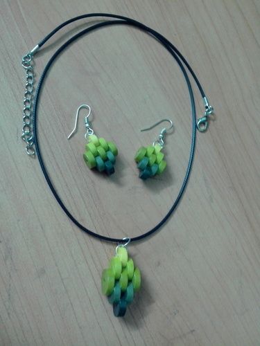 Shadded Green Jewelry Set Pendant Earrings