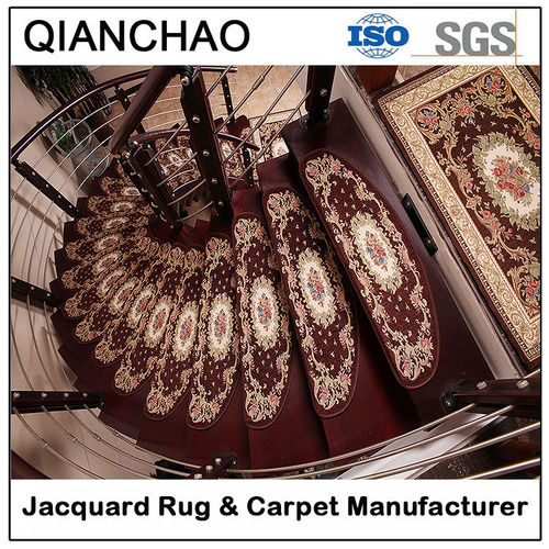 Coffee 100% Polyester Machine Made Jacquard Rug For Stair Back Material: Anti-Slip Pvc Dots