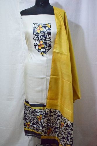 Printed Tussar Top With Dupatta