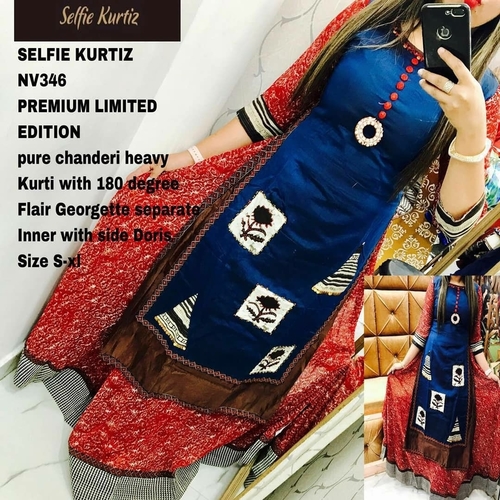 Pure Heavy Chanderi Kurtis Size: Small