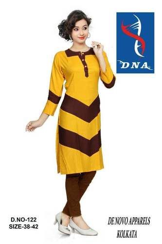 Rayon And Cotton Ladies Kurtis (Dna) Decoration Material: Cloths