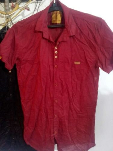 Short Sleeves Red Color Casual Shirts