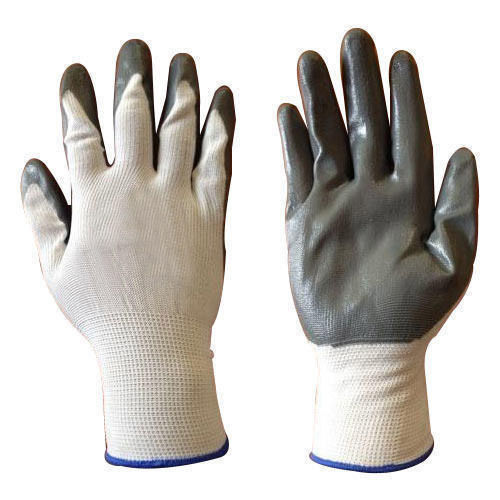 Nitrile Coated Hand Gloves - Small, Medium, Large Sizes | Grey on White, Cut Resistant, Disposable, Unisex Quality