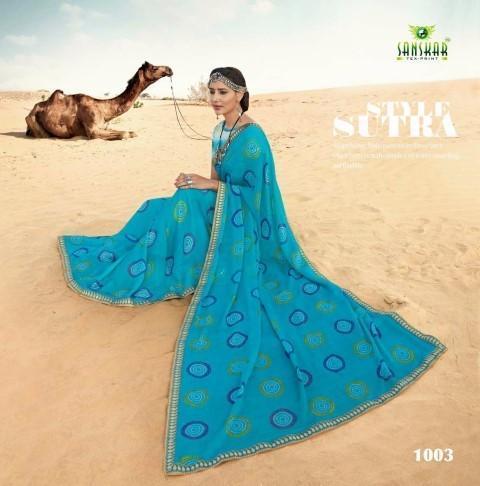 Printed Georgette Bandhej Sarees