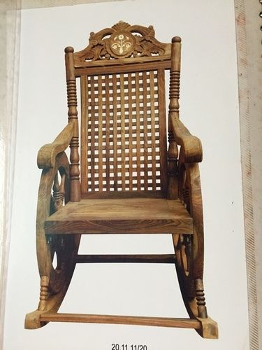 Brown Handcrafted Sheesham Wood Rocking Chair