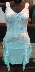 High Class Ladies Dress - Cotton Blend, Plus Size , Ivory White, Anti-UV, Anti-Wrinkle, Breathable, Non-Toxic, Quick Dry, Floral Creeper Design