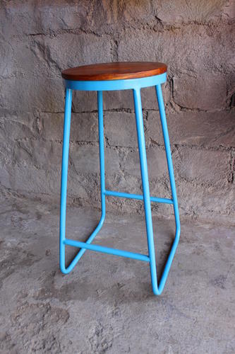 Industrial Metal Pipe Bar Stool With Wood Top