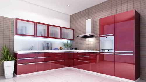 Easy To Clean Designer Glass Design Modular Kitchen