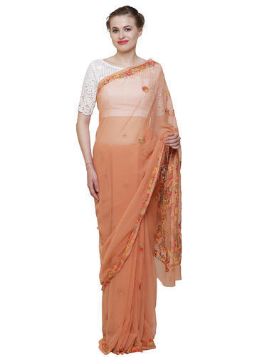 Summer Multi Colored Thread Work Chikankari Saree