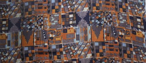 Mosaic Print Color Brown Rayon Fabric