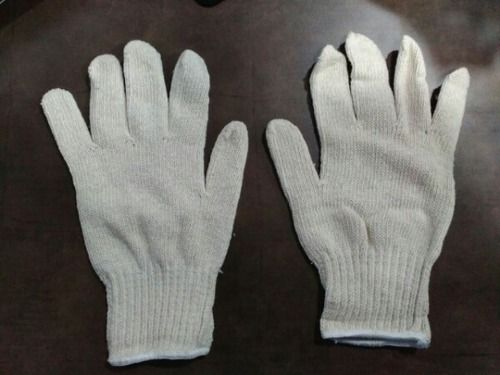 Natural White / Blue / Gray Cotton Knitted Hand Gloves