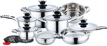 16pcs Stainless Steel Cookware Set With S/s Bakelite Mix Handle