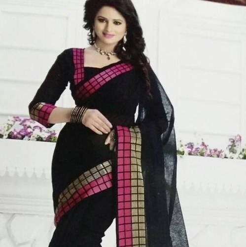 Party Wear Black Linen Sarees