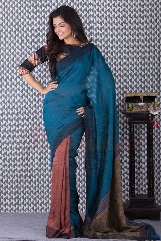 Indian Natural Linen Saree