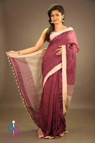 Linen Saree With Fancy Border