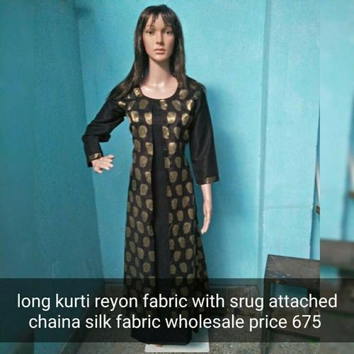 Long Reyon Fabric Zari Kurti