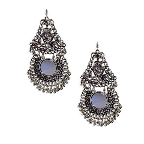 Kavoo Oxidized Silver Plated Kuchi Afghani Handmade Tribal Jhumki Earrings For Girls And Womens Cuff Links