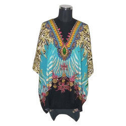 Free Size Multicolor Designer Top Printed Kaftan