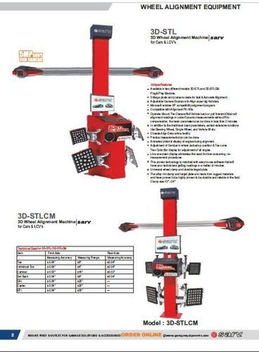 Wheel Alignment Machine For Cars And Lcv'S Warranty: One Year From The Date Of Installation