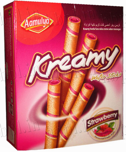 Strawberry Flavored Cream Wafer Roll
