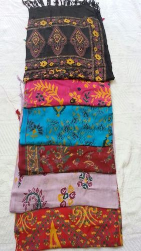 Cotton Satin Print And Multi Color Stoles