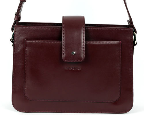 Black/Burgundy/Blue Fine Stitching Leather Handbag