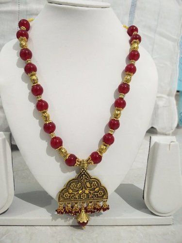 Fancy Red Beaded Necklace